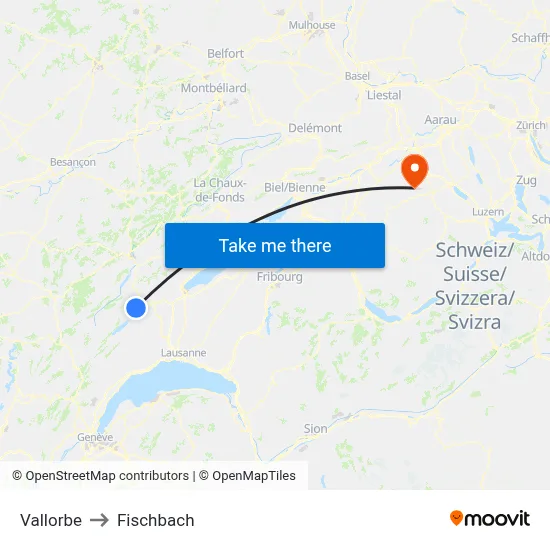 Vallorbe to Fischbach map