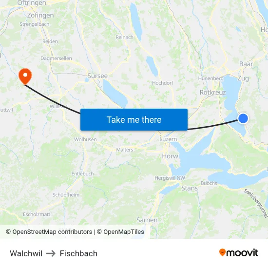 Walchwil to Fischbach map