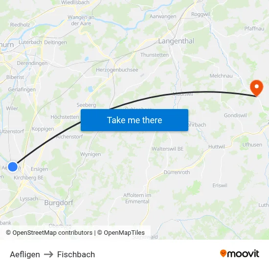 Aefligen to Fischbach map