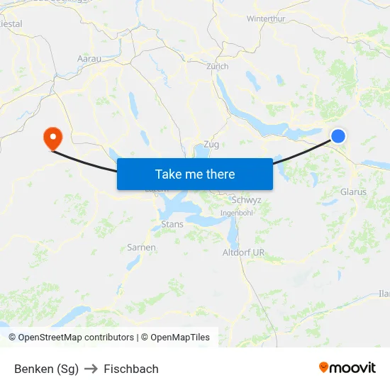 Benken (Sg) to Fischbach map