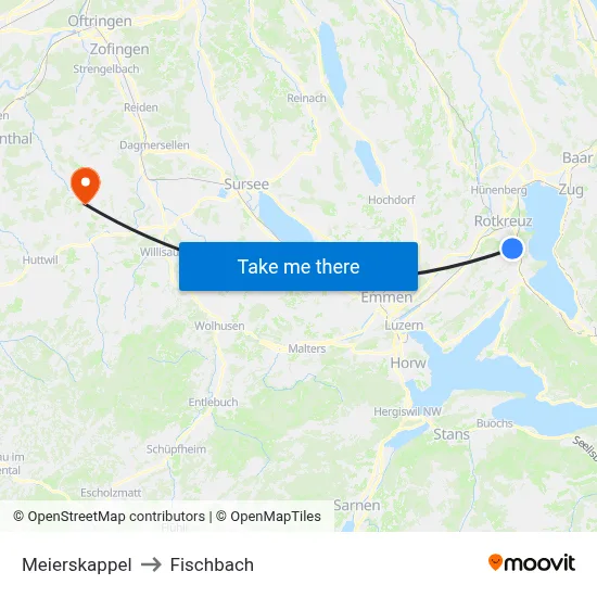 Meierskappel to Fischbach map