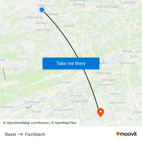 Basel to Fischbach map