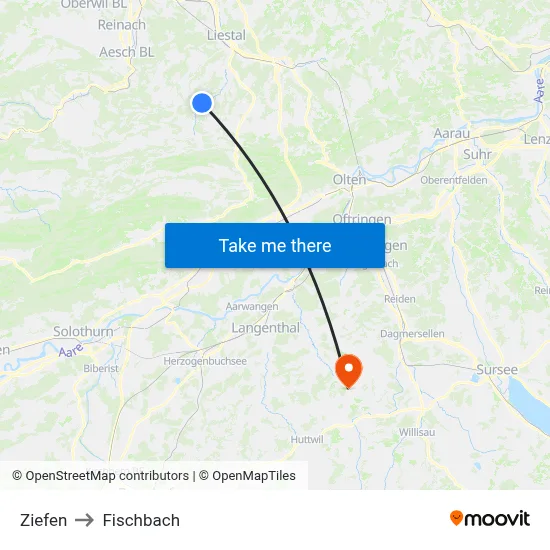 Ziefen to Fischbach map