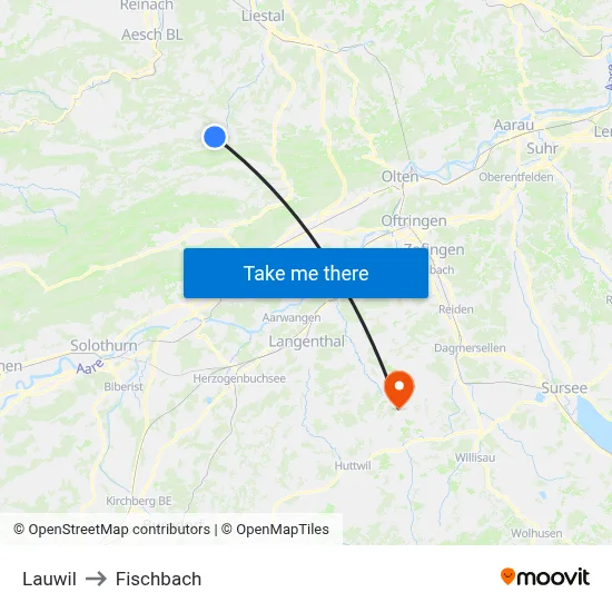 Lauwil to Fischbach map