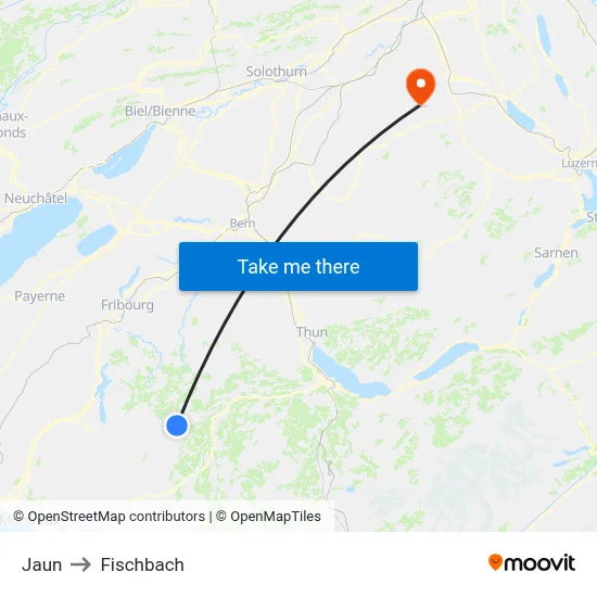 Jaun to Fischbach map