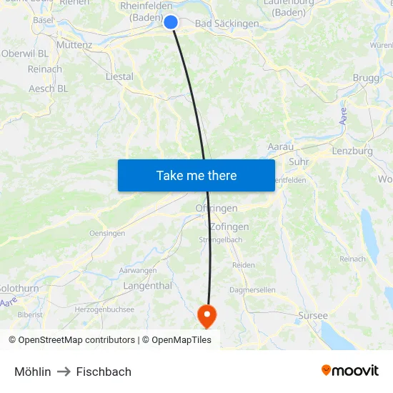 Möhlin to Fischbach map