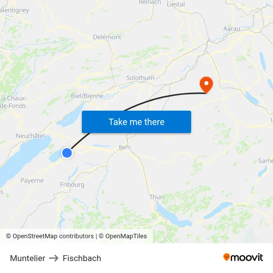 Muntelier to Fischbach map
