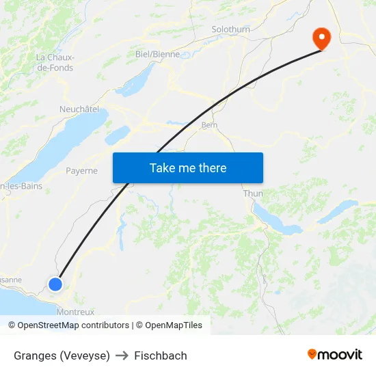 Granges (Veveyse) to Fischbach map