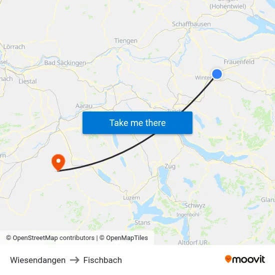 Wiesendangen to Fischbach map
