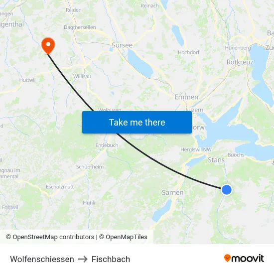 Wolfenschiessen to Fischbach map