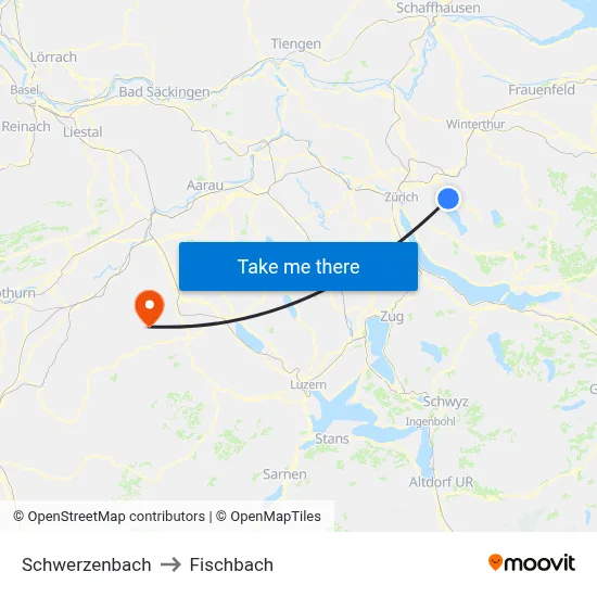 Schwerzenbach to Fischbach map