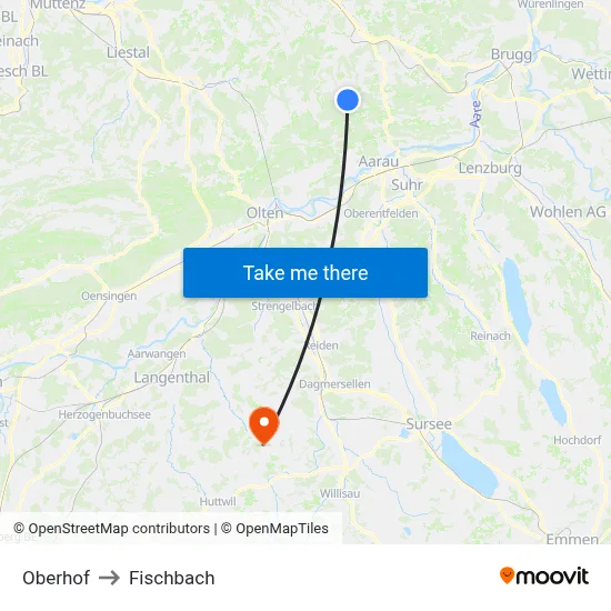Oberhof to Fischbach map