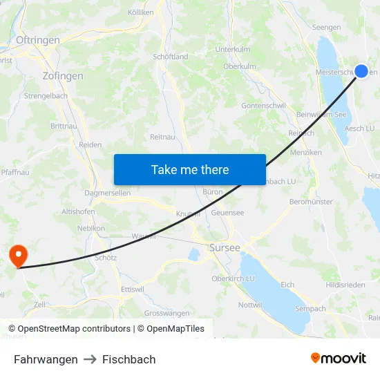 Fahrwangen to Fischbach map