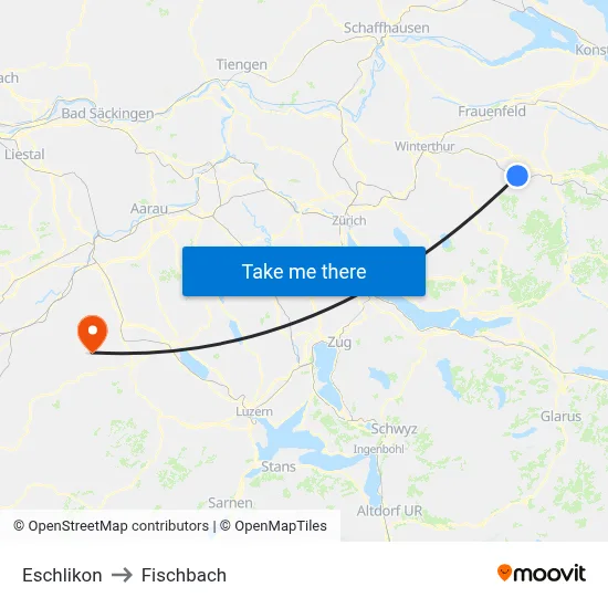 Eschlikon to Fischbach map