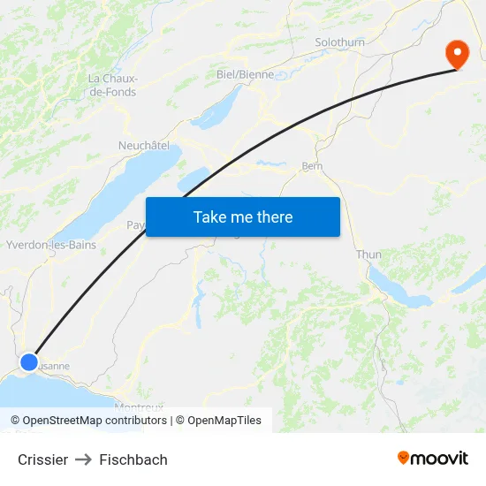 Crissier to Fischbach map