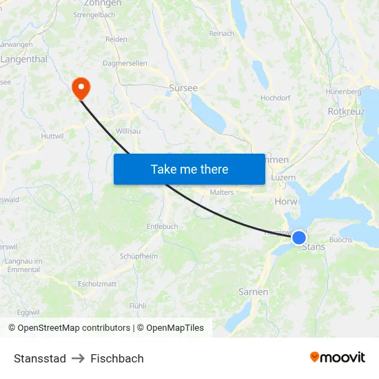 Stansstad to Fischbach map