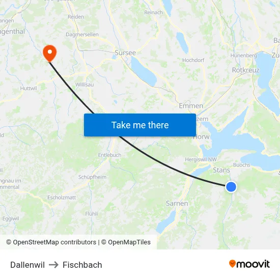 Dallenwil to Fischbach map