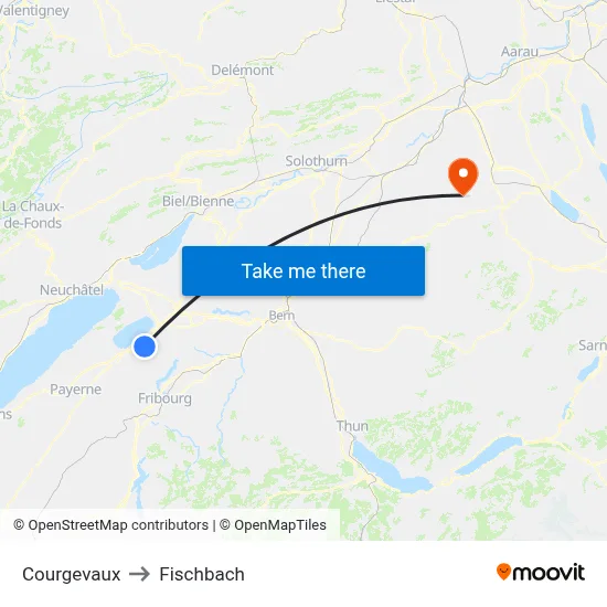 Courgevaux to Fischbach map