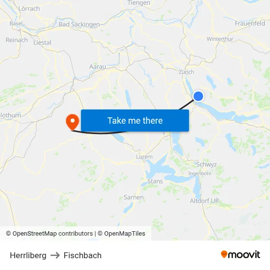 Herrliberg to Fischbach map