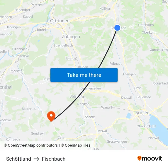 Schöftland to Fischbach map