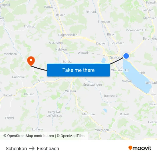 Schenkon to Fischbach map