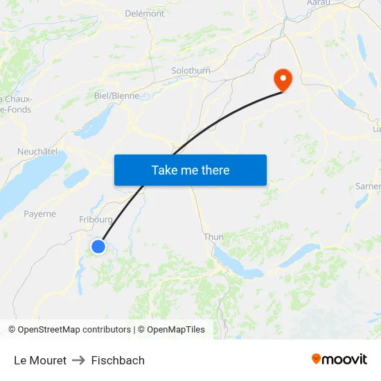 Le Mouret to Fischbach map