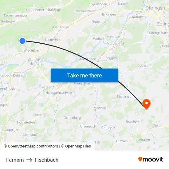 Farnern to Fischbach map