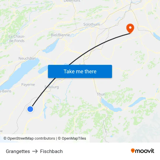 Grangettes to Fischbach map