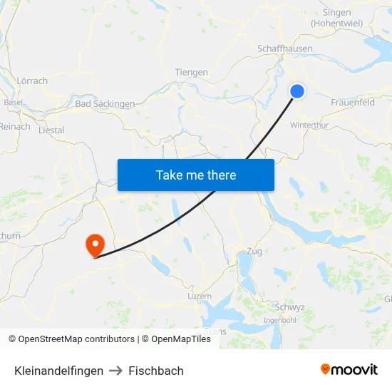 Kleinandelfingen to Fischbach map