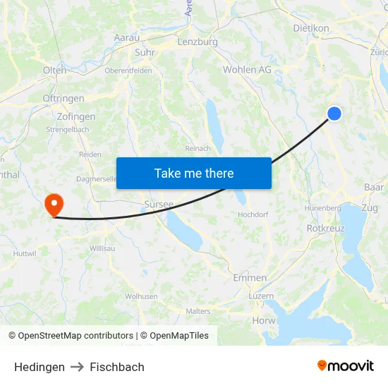 Hedingen to Fischbach map