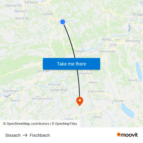 Sissach to Fischbach map