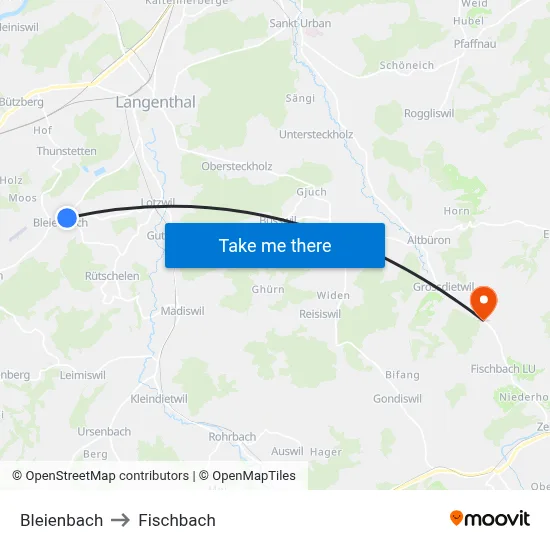 Bleienbach to Fischbach map