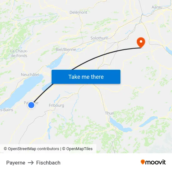 Payerne to Fischbach map