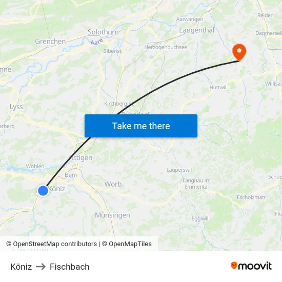 Köniz to Fischbach map