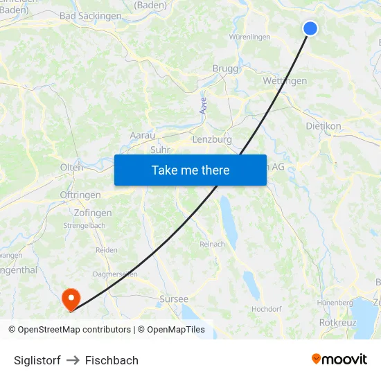 Siglistorf to Fischbach map