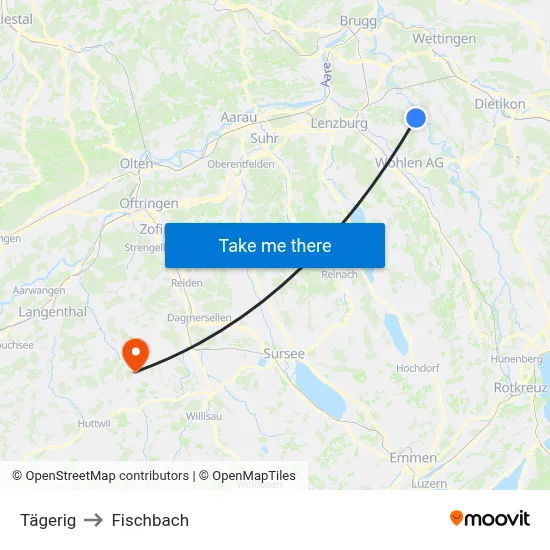 Tägerig to Fischbach map