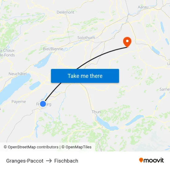 Granges-Paccot to Fischbach map
