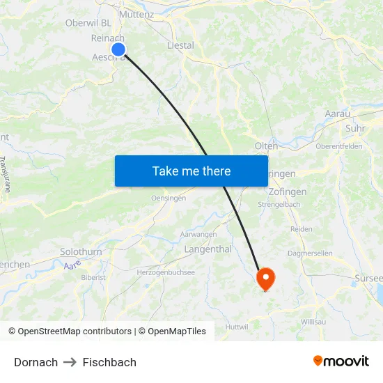 Dornach to Fischbach map
