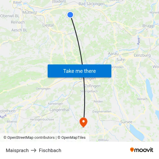 Maisprach to Fischbach map