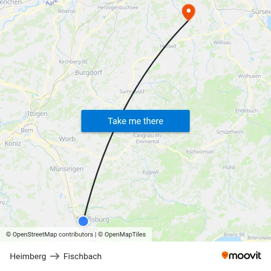 Heimberg to Fischbach map