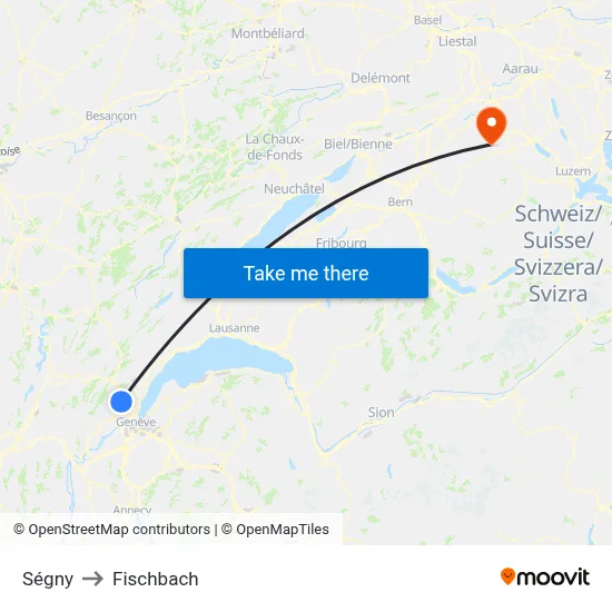 Ségny to Fischbach map