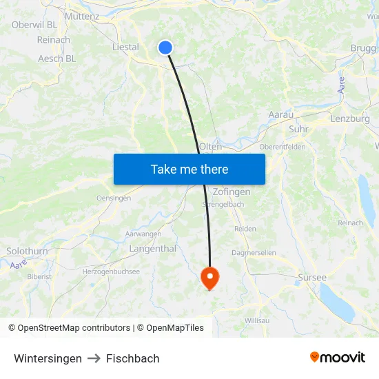Wintersingen to Fischbach map