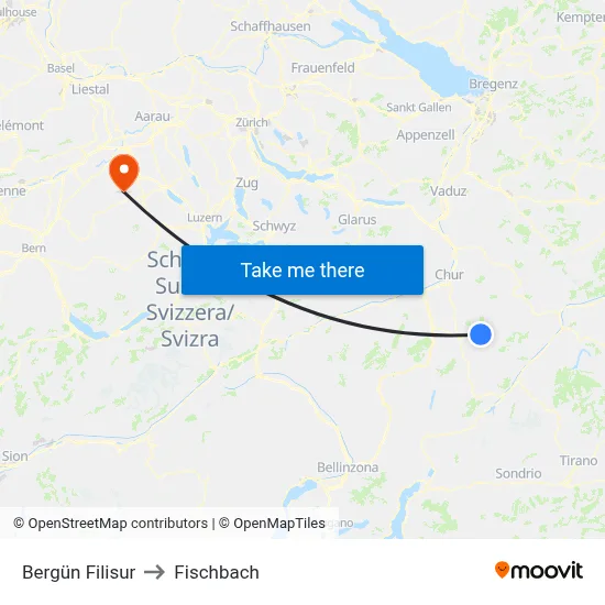 Bergün Filisur to Fischbach map