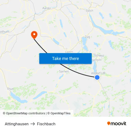 Attinghausen to Fischbach map