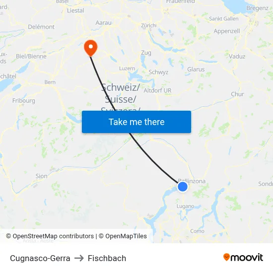 Cugnasco-Gerra to Fischbach map