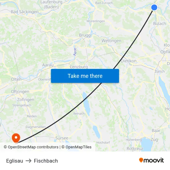 Eglisau to Fischbach map