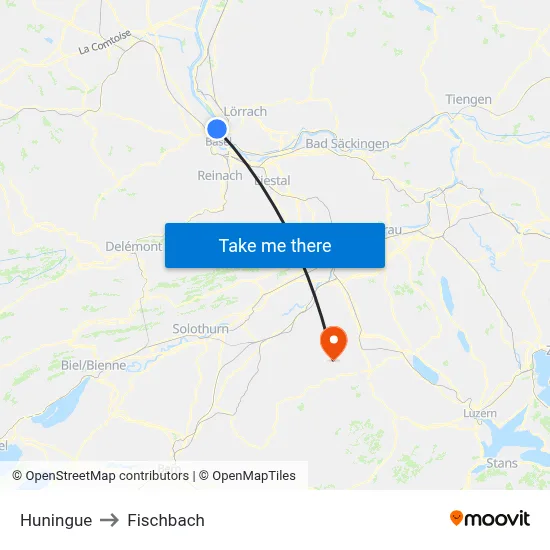Huningue to Fischbach map