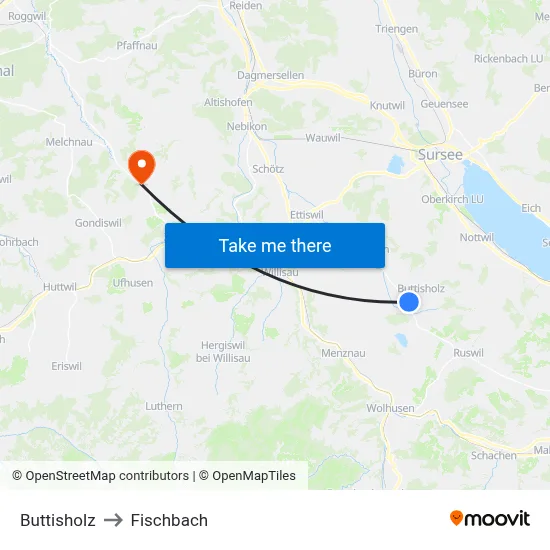 Buttisholz to Fischbach map