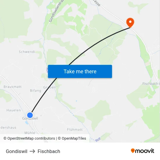 Gondiswil to Fischbach map