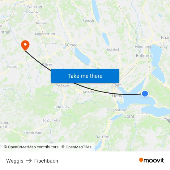 Weggis to Fischbach map